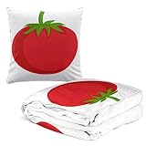 ASDTEHCY Reisedecke, Tomaten-Cartoon-Kissen, 2-in-1, Sofakissen, Überwurfkissen für Sofa, Bett, Büro, Stuhl, Auto