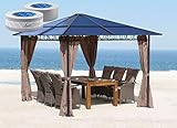 QUICK STAR Metall Hardtop Pavillon 3x3m inkl Seitendwandset und Anti Dust Filterband Doppelstegplatten Polycarbonat Garten Dach Partyzelt Pergola