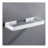 Badezimmerregal, an der Wand montierter Dusch-Caddy, Regal aus gehärtetem Glas, Eckaufbewahrungshalter, Regale, quadratisch, weißer Raum, Aluminium, verdickte Basis, Badezimmerzubehör, 0912