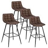 WOLTU 4er Set Barhocker Barstuhl Hocker Tresenhocker Bistrohocker Design Stuhl Kunstleder Metall Braun BH249br-4
