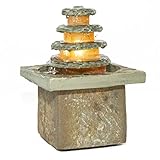 seliger Zimmerbrunnen Schieferbrunnen Masao Echtsteinbrunnen beleuchtet