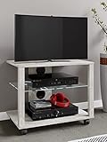 VCM Holz TV Lowboard Rollen Fernsehschrank mobil Rack Konsole Möbel Fernsehtisch Fernseh Phono Glas Folas M Beton-Grau