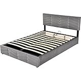 DDOY Bett Komforthöhe seniorenbett stabil rausfallschutz Bett Holz Bett mit stauraum Bett mit bettkasten 140x200 bettrahmen Bett 140x200 mit lattenrost und matratze