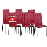 Albatros Esszimmerstühle 6er Set Rimini, Rot - Edles Italienisches Design, Kunstleder-Bezug, bequemer Polsterstuhl - Moderner Küchenstuhl, Stuhl Esszimmer oder Esstisch Stuhl