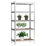 Vandise Regal, Bücherregal, Lagerregal, 5 Regale, Küchenregal, Regaleinheit, 180 x 90 x 40cm, belastbar bis 875kg, verstellbare Böden, Steckregale Küche, für Lager, Industrie