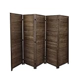 LW Collection Paravent 5 Panel Dunkelbraun Holz 170X200CM - Paravent - Raumteiler - Stellwand Sichtschutzwand Verstellbar - Raumtrenner dekorative 5 teilig