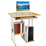 PIPIPOXER Schreibtisch Computertisch Laptoptisch, 80x50cm Großer Bürotisch,PC Tisch Arbeitstisch Esstisch Desktop aus Holz und mit Metallrahmen des Trapez für Schlafzimmer oder Büro(Walnuss Farbe)