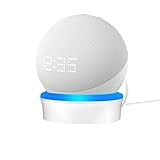 Agandax Echo Dot 4/Dot 5. Generation Tischständer, Dot 5 Zubehör mit eingebautem Kabelmanagement, Tischhalterung mit Lichtleiter, Ständer Halterung für Dot 4. und 5. Gen (2022) (Weiß 1 Pack)