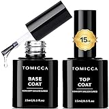 TOMICCA Base Coat Top Coat UV Nagellack Set,2 * 15ml Shellac Base Coat und No Wipe Top Coat,Soak-Off UV/LED Nagellack Gel Geschenk für Nagelstudio DIY Home