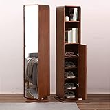 70' hoher, drehbarer Badezimmerschrank mit Spiegel for Bettwäsche und Badutensilien, perfekt for kleine Räume, Ganzkörperspiegel mit 5-stufigem Aufbewahrungsregal ( Color : Brown , Size : 41*41*178cm