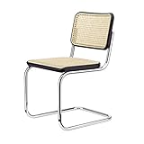 Thonet S 32 V Freischwinger mit Wiener Geflecht - schwarz/Chrom glänzend