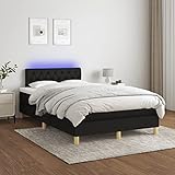 INLIFE Boxspringbett mit Matratze & LED Schwarz 120x200 cm Stoff,Schwarz,53.83KG,3133943