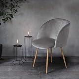 ReseeZac Europäischen Stil EIN Esszimmer Stuhl, Küchenstuhl, Wohnzimmer Stuhl, Schlafzimmer Stuhl, Sessel, für Esszimmer, Küche, Wohnzimmer, Büro, Café, Samt Polsterung, Metall Beine (Grau)