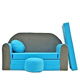 millybo Kindersofa Couch Kindercouch Spielsofa 3in1 Kinder Sofa Minisofa blau (MI-B1)