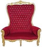 Casa Padrino Barock Hochlehn 2er Sofa Bordeauxrot/Gold - Prunkvolles Barockstil Sofa mit Glitzersteinen - Wohnzimmer Möbel im Barockstil - Barock Möbel - Edel & Prunkvoll
