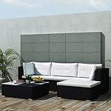 Homgoday Gartenmöbel Set 5-TLG. Gartenlounge mit Kissen Sitzgarnitur Sitzgruppe Sofagarnitur Gartenlounge mit Tisch Balkonmöbel Gartenset für Garten Terrasse Balkon Poly Rattan Schwarz