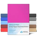 etérea Jersey Topper Spannbettlaken 180x200 bis 200x200 cm Boxspringbett - Superweiches Spannbetttuch aus 100% Baumwolle, Topper Bettlaken bis 10 cm Topperhöhe, Pink