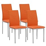 Albatros Esszimmerstühle 4er Set Verona, Orange - Edles Italienisches Design, Kunstleder-Bezug, bequemer Polsterstuhl - Moderner Küchenstuhl, Stuhl Esszimmer oder Esstisch Stuhl