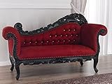 Simone Guarracino Luxury Design Récamiere Alejandra Barock Dark Stil Chaiselongue Zweisitzer-Sofa schwarz lackiert Glanz Samt Bordeaux Crystal Sw Knöpfe