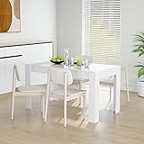 BULANED Esstisch, Dining Table, Esszimmertisch, Küchentisch, Tisch Esszimmer, Küchen Tisch, Kitchen Table, Mehrzwecktisch, Hochglanz-Weiß 140x74,5x76 cm Spanplatte