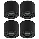 Sweet Led 4x Deckenstrahler IP44 flach bad aus aluminium aufbaurahmen Feuchtraum 65mm hoch Aufbauleuchte Aufbaustrahler 230V Aufputzstrahler Spotleuchte Deckenstrahler Aufputz Spot schwarz rund