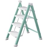 Leiterstuhl Klappbar Zuhause Multifunktional Frische Spleißfarbe Trittstuhl, Bibliothek Tragbar Ruhestuhl, Blumenstand, Keine Installation Erforderlich (Color : Green-White, S : 100 * 65 * 40cm)