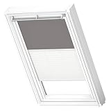 VELUX Original Dachfenster Duo Verdunkelungsrollo für FK06, Grau, mit weißer Führungsschiene