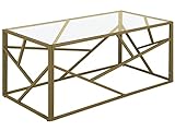 Beliani Couchtisch Glastisch mit Metallgestell golden 50 x 100 cm Glamour Kaffeetisch rechteckiger Wohnzimmertisch Orland