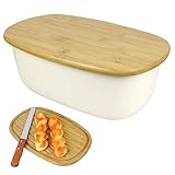 Heall Großer Brotkasten, Brotkasten mit Holzdeckel Brotaufbewahrungsbox Kunststoff-Brotbehälter Lunchbox Bauernhaus-Brotkästen 7,87 x 13,78 x 5,12 Zoll