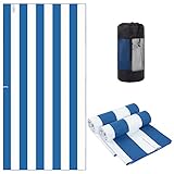 VIVOTE Strandhandtuch XXL, Mikrofaser Badetuch groß, Badetuch Strandlaken Handtuch leicht und schnelltrocknend super saugfähig, Marineblau-Weiß gestreift 37x71inch