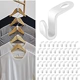 Kleiderbügel Platzsparend 60 Stück Kleiderbügel Verbindungshaken Kleiderbügel Clip Drop Verbindungsgriff für Kleiderbügel(weiß)