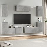 CIADAZ 7-TLG. TV-Schrank-Set, Wohnzimmer Möbel, Fernsehschrank, Sideboard Wohnzimmer, Tv Lowboard, Tv Kommode, Tv Möbel, Wohnwand, Betongrau Holzwerkstoff