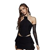puiktegy ÄRmelloses Halfter Sexy Kurzes Hemd Blumenbehang HosenträGer Veast Crop Tube Tops Y2K RüCkenfrei Partys Clubs Tanks Weste