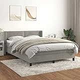 INLIFE Boxspringbett mit Matratze Hellgrau 140x190 cm Samt,61.89kg,3130895