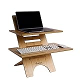 Ubambu Ständer - Höhenverstellbarer Schreibtisch - Standing Desk - Schreibtischaufsatz - Stehpult Höhenverstellbar - Stehschreibtisch Aufsatz - Hergestellt Aus 100% Bambus - Für Tisch Erhöhung Büro