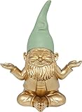 Kare 61589 Deko Figur Zwerg Meditation Gold Grün 19cm, Mehrfarbig, One Size