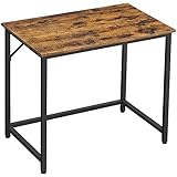 VASAGLE Schreibtisch, Kleiner Computertisch, Bürotisch, für Arbeitszimmer, Schlafzimmer, 50 x 80 x 75 cm, Industrie-Design, Metallgestell, vintagebraun-schwarz LWD038B01