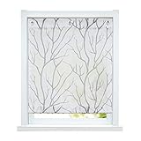 ESLIR Raffrollo ohne Bohren Raffgardine Transparent mit Ösen Gardinen mit U-Haken Ösenrollo Modern Vorhänge Weiß-Grau BxH 100x140cm 1 Stück