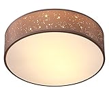 Monzana Deckenlampe Sternenhimmel Rund Ø 30cm Stoffschirm 1-Flammig 40 Watt Wohnzimmer Schlafzimmer Deckenleuchte Stoffdeckenlampe Lampe Taupe 2xE27