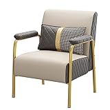 SFXYOYBT Sessel Wohnzimmer Bequem，Akzentstuhl, Moderner Und Eleganter Sessel, Leder Stoff Wohnzimmerstuhl Mit Metallbeinen Für Wohnzimmer Schlafzimmer Büro Wartezimmer(Color:Beige)