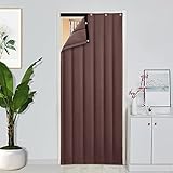 OMOONS Schalldichte Thermische Isolierte Türvorhang, Winter Verdickter Baumwolltürwinddichte Kaltschutz Decke, Blackout -Patio -Bildschirmplatte, Wasserdichtes Ox-Stoff Für Schlafzimmer/Braun/100*200