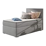Selsey Mechico – Einzel-Boxspringbett/Polsterbett mit Bettkasten rechts und Stoffbezug in Hellgrau ca. 90x200cm