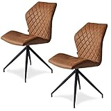 Damiware DamiLiving Rocky Esszimmerstühle 2er Set | Design Stuhl mit Stoffbezug | Cognac Braun (Cognac)