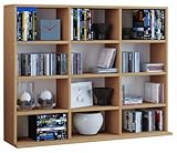 VCM Regal Standregal Medienregal Regalwand Bücherregal CD DVD Ablage Aufbewahrung Holz Raumteiler Wandregal Megosa Mini Buche
