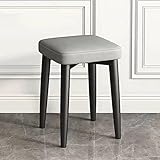 Stapelbare quadratische Hocker, rückenfreier Schminkhocker, gepolsterter Barhocker, Moderne Esszimmerstühle aus PU-Leder (grau 2, 30 x 30 x 45 cm (12 x 12 x 18))
