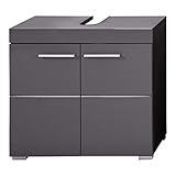 trendteam smart living Badezimmer Waschbeckenunterschrank Unterschrank Schrank Amanda, 60 x 56 x 34 cm in Grau / Agave Grau Hochglanz mit viel Stauram