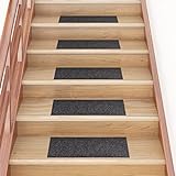ZEYUAN Selbstklebende Treppenmatten 15 STK Stufenmatten, Treppenteppich, Treppenstufen Matten, Treppenschutz, Stufenteppich, Treppenstufenmatten, Rechteckig 60x25 cm Grau
