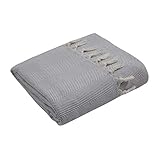 Mixibaby Tagesdecke Wohndecke Wendedecke Kuscheldeck Sofadecke Couchdecke, Farbe:Grau-Cream, Design:Fischgrätendesign