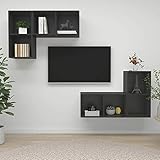 MOONAIRY TV-Wandschränke 4 STK TV Board, TV Sideboard, Lowboard Schwebend, Schrankhalterungen Wand,Schwebender TV-ständer, Wohnwand, Grau Spanplatte