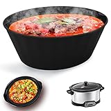 Silikon-Schongarer-Einlagen für 6–7 QT Crockpot, Silikon-Schongarer-Trenner, wiederverwendbar/BPA-frei/auslaufsicher/Slow Cooker-Zubehör, Kocheinsatz für 6–7 Quart Topf, Schwarz
